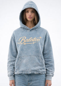 Vintage Washed Frayed-Hem Hoodie