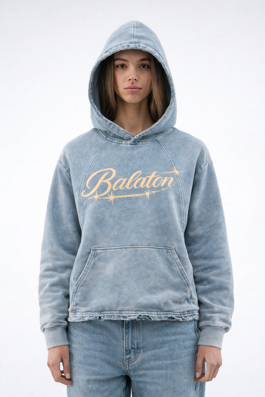 Vintage Washed Frayed-Hem Hoodie