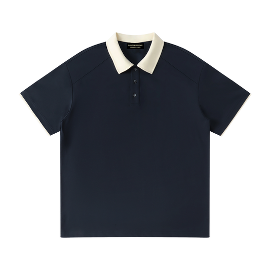 Contrast Collar Raglan Polo Shirt